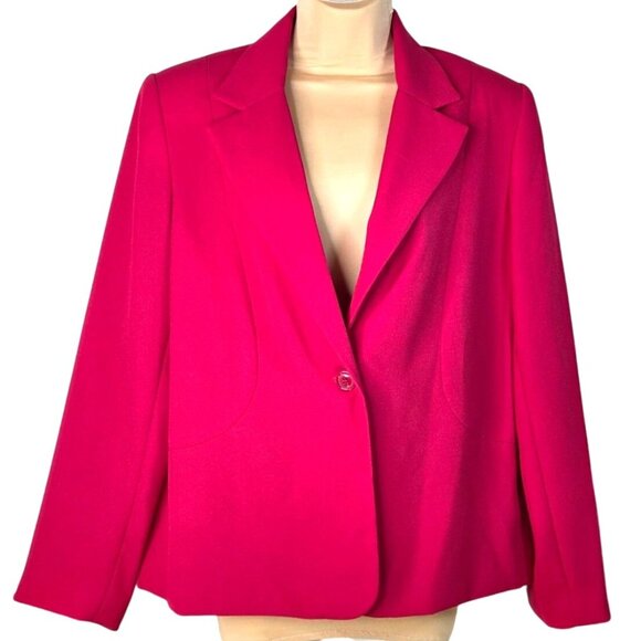 Karen Scott Jackets & Blazers - Vintage Karen Scott Womens Hot Pink Single-Button Blazer Size 14 Lined 80's